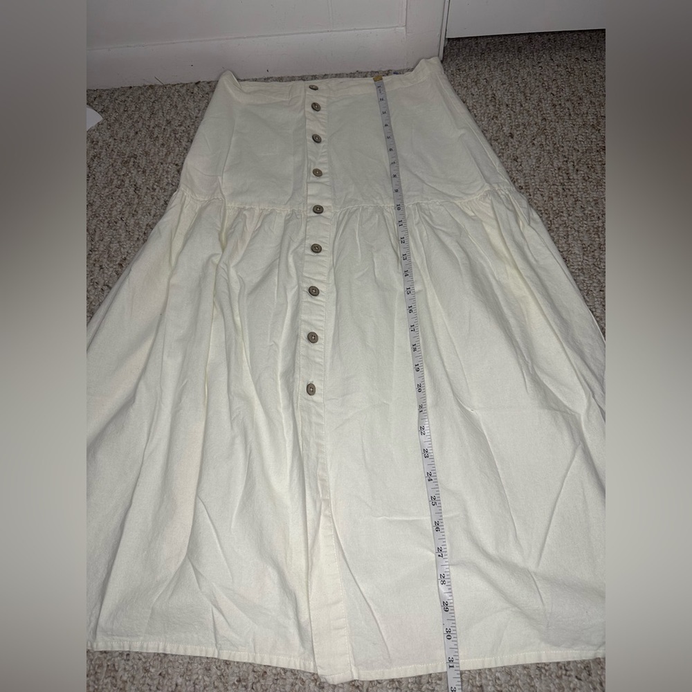 Free People Ivory Button-Down A-Line Skirt size 4 - Picture 4 of 7